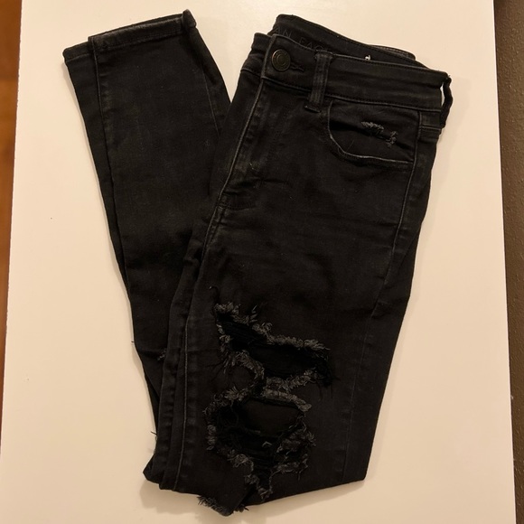 American Eagle High Rise Skinny Jeans Black - Picture 1 of 4